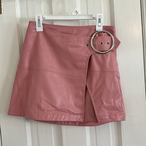 For Love and Lemons Pink Leather Mini Skirt